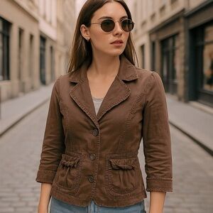 Tally Weijl “My Totally Sexy Jacket” Brown Utility Blazer L